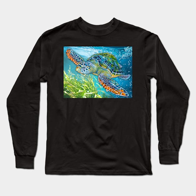 Sea Turtle Long Sleeve T-Shirt by Tim Jeffs Art